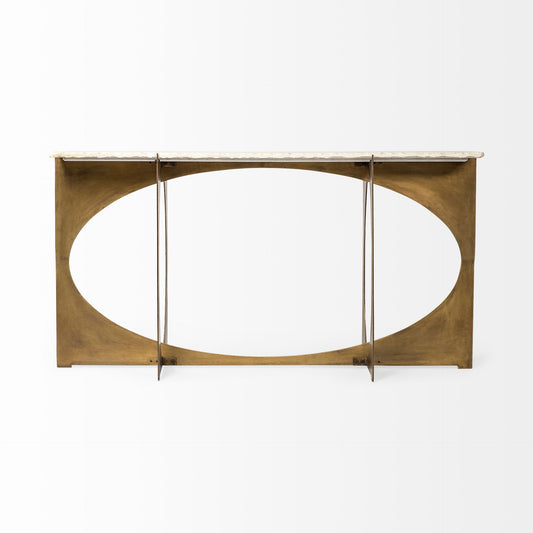 Genuine Marble and Metal Geo Base Console Table