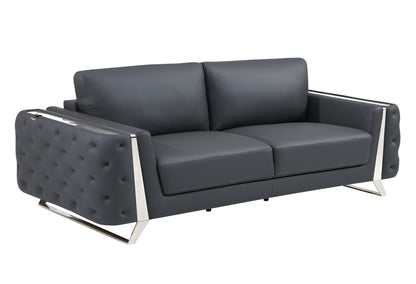 Italian Leather Sofa with Silver Legs