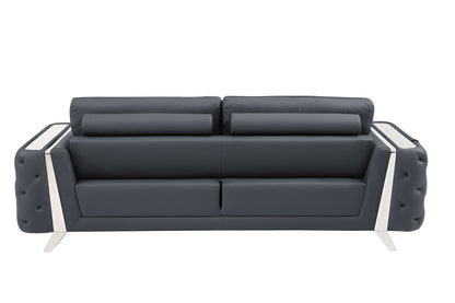 Italian Leather Sofa with Silver Legs