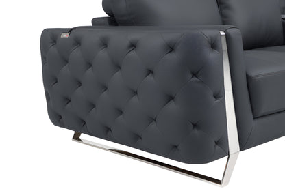 Italian Leather Sofa with Silver Legs