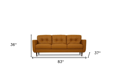 Leather Sofa with Black Legs