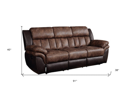 Microfiber Reclining Sofa with Black Legs