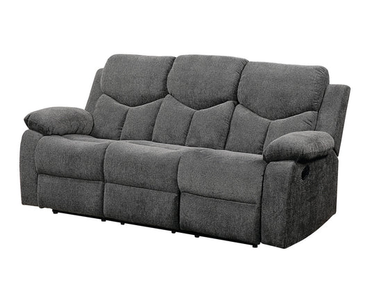 Chenille Reclining Sofa with Black Legs
