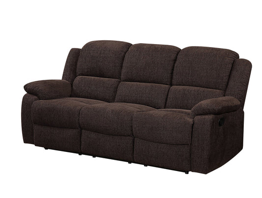 Chenille Reclining Sofa with Black Legs