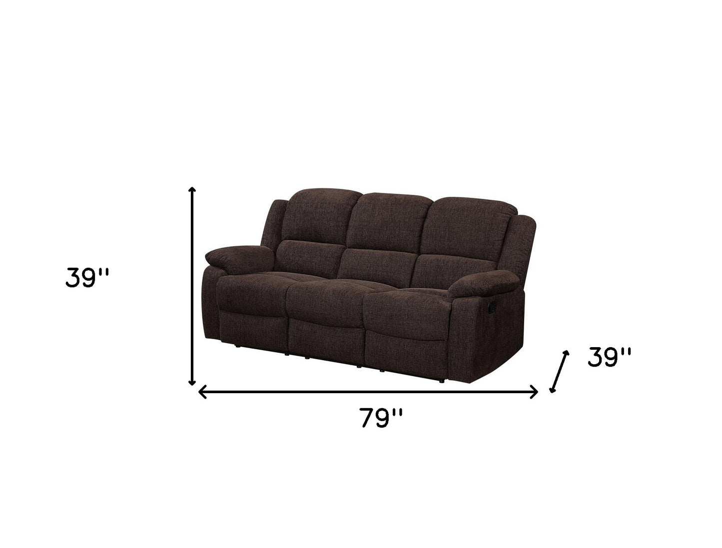 Chenille Reclining Sofa with Black Legs