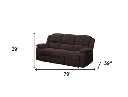 Chenille Reclining Sofa with Black Legs