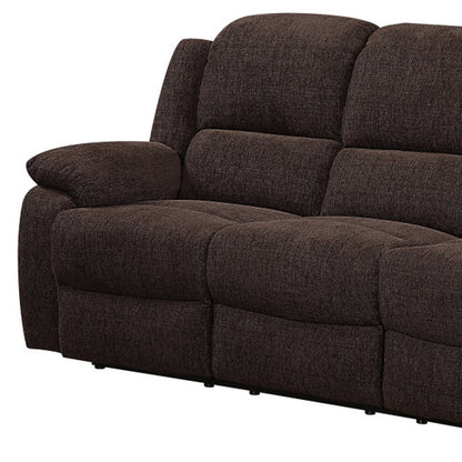 Chenille Reclining Sofa with Black Legs