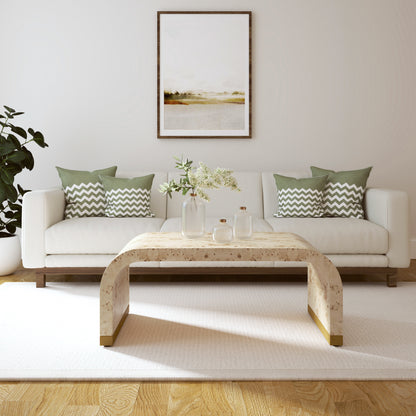 Wood and Brass Oval Coffee Table