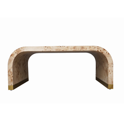 Wood and Brass Oval Coffee Table