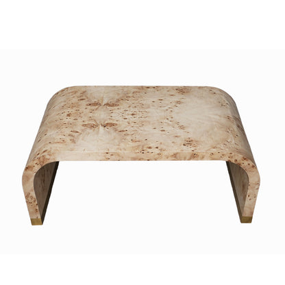 Wood and Brass Oval Coffee Table