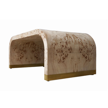 Wood and Brass Oval Coffee Table