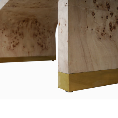 Wood and Brass Oval Coffee Table