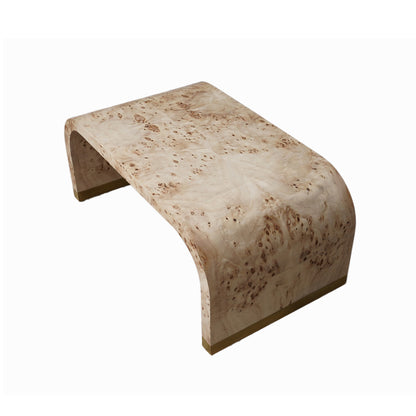 Wood and Brass Oval Coffee Table