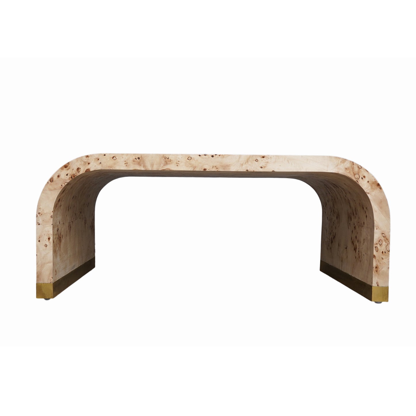 Wood and Brass Oval Coffee Table