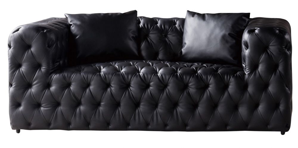 AE-D821 Black Faux Leather 2pc Sofa Set