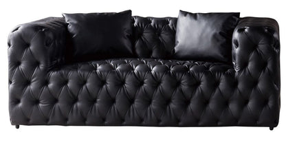 AE-D821 Black Faux Leather 2pc Sofa Set