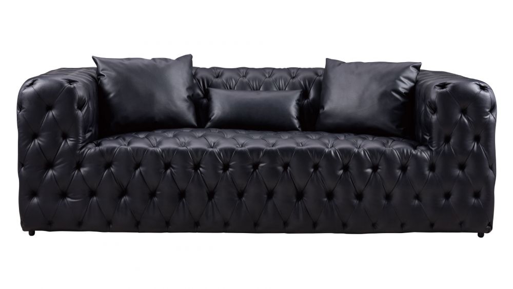 AE-D821 Black Faux Leather 2pc Sofa Set