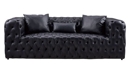 AE-D821 Black Faux Leather 2pc Sofa Set