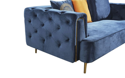 AE-D832 Royal Blue Velvet 3pc Sofa Set