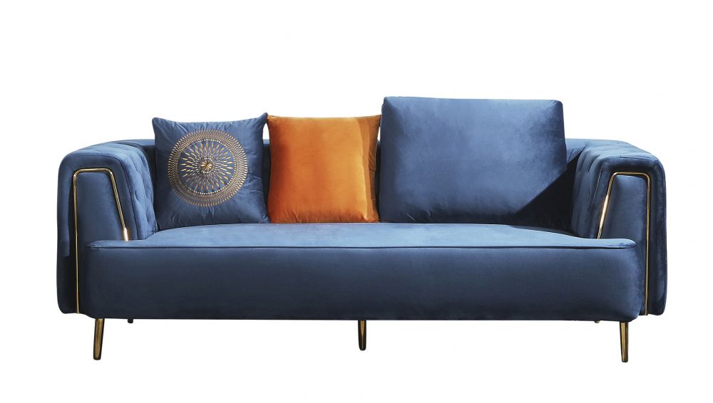 AE-D832 Royal Blue Velvet 3pc Sofa Set