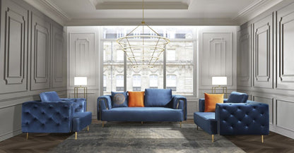 AE-D832 Royal Blue Velvet 3pc Sofa Set