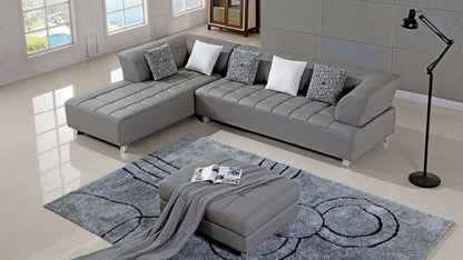 AE-L138 Gray Faux Leather Sectional 3pc Sofa