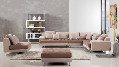 AE-L382 Light Brown Microfiber Sectional Sofa