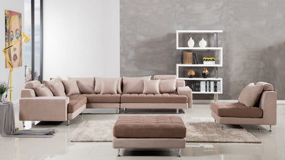 AE-L382 Light Brown Microfiber Sectional Sofa