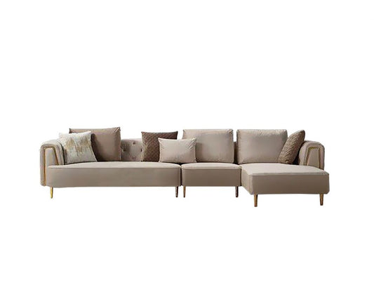 AE-LD831 3pc Cream Velvet Sectional Sofa