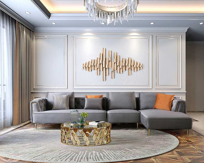 AE-LD831 3pc Gray Velvet Sectional Sofa