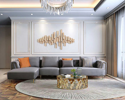 AE-LD831 3pc Gray Velvet Sectional Sofa