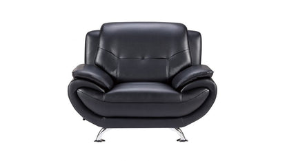 AE208 Black Faux Leather 3pc Sofa Set