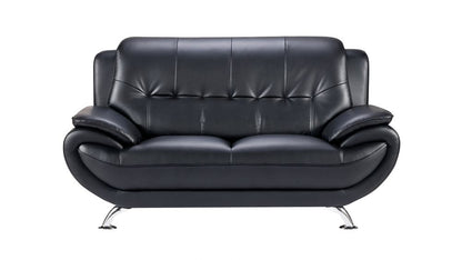 AE208 Black Faux Leather 3pc Sofa Set