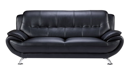 AE208 Black Faux Leather 3pc Sofa Set