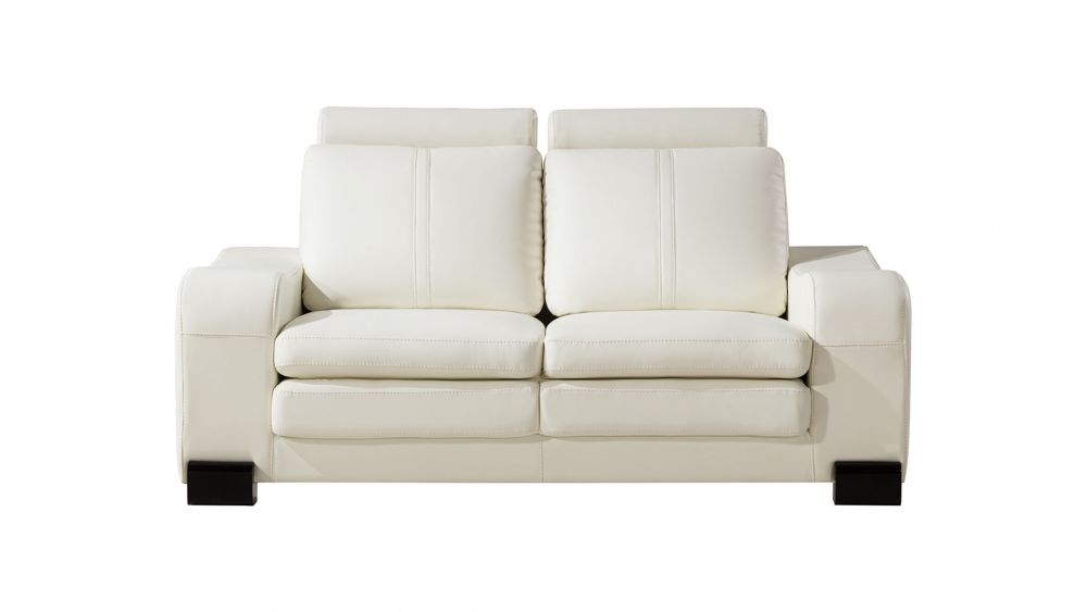 AE210 Ivory Faux Leather 3pc Sofa Set