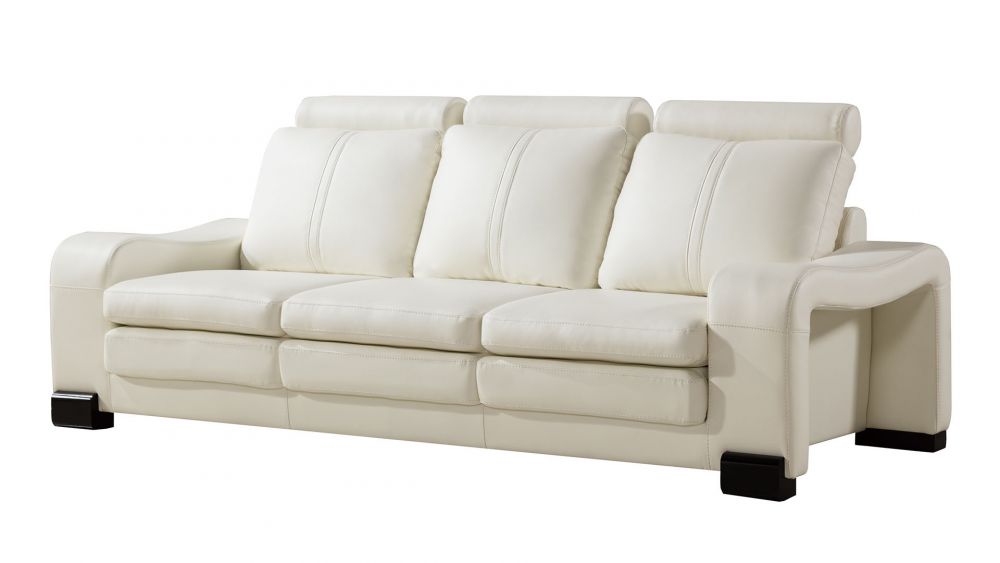 AE210 Ivory Faux Leather 3pc Sofa Set