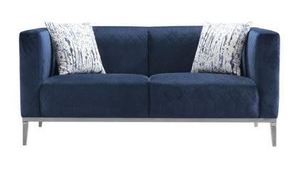 AE3802 Dark Blue Fabric 2pc Sofa Set