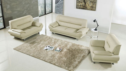 AE709-CRM Khaki Faux Leather 3pc Sofa Set
