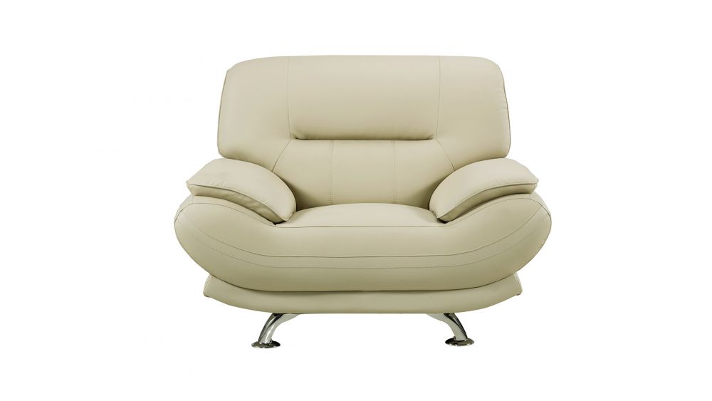 AE709-CRM Khaki Faux Leather 3pc Sofa Set