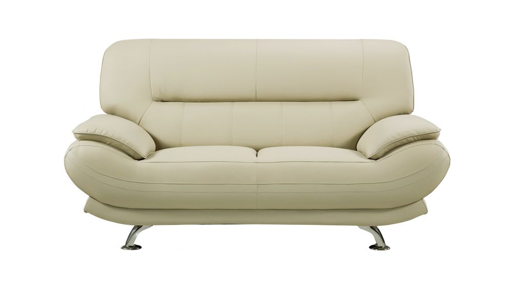 AE709-CRM Khaki Faux Leather 3pc Sofa Set