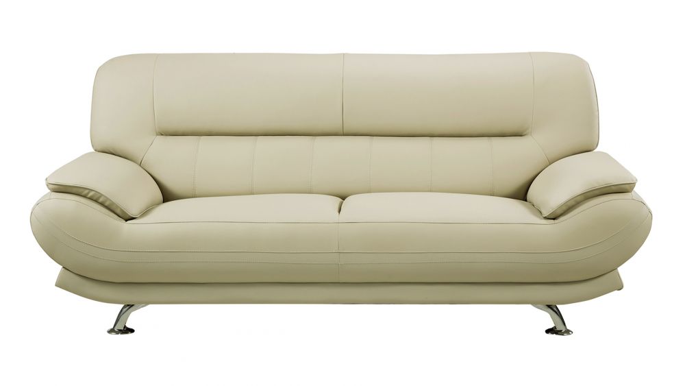 AE709-CRM Khaki Faux Leather 3pc Sofa Set