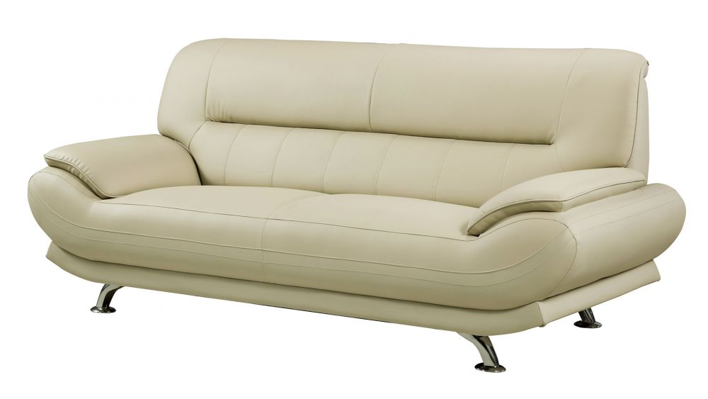 AE709-CRM Khaki Faux Leather 3pc Sofa Set