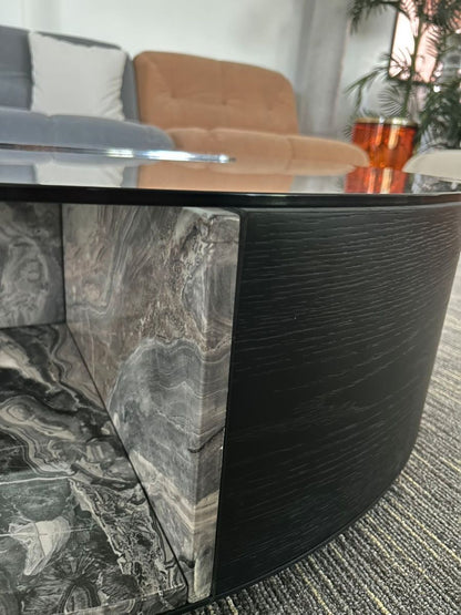 CT-J1036 Glass Top with Faux Marble Coffee Table