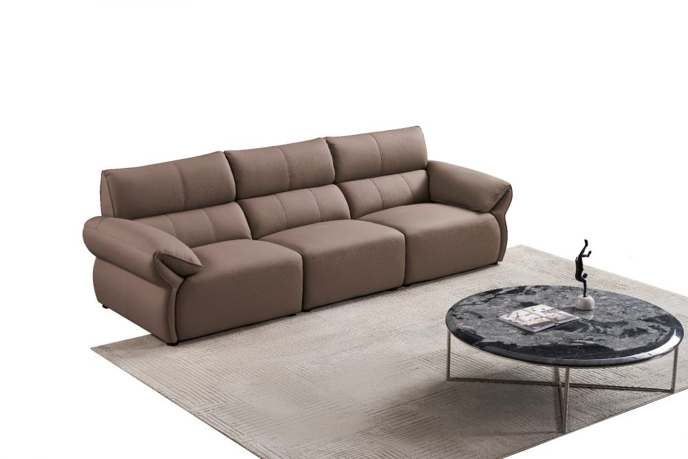 EK-D833 Dark Tan Extra Long Top Grain Leather Sofa