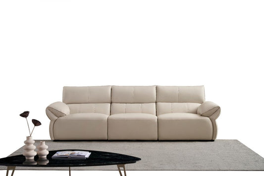 EK-D833 Ivory Extra Long Top Grain Leather Sofa