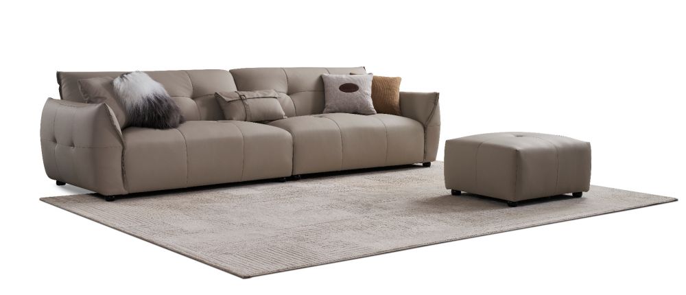 EK-D837 Genuine Top Grain Leather Extra Long Sofa & Ottoman