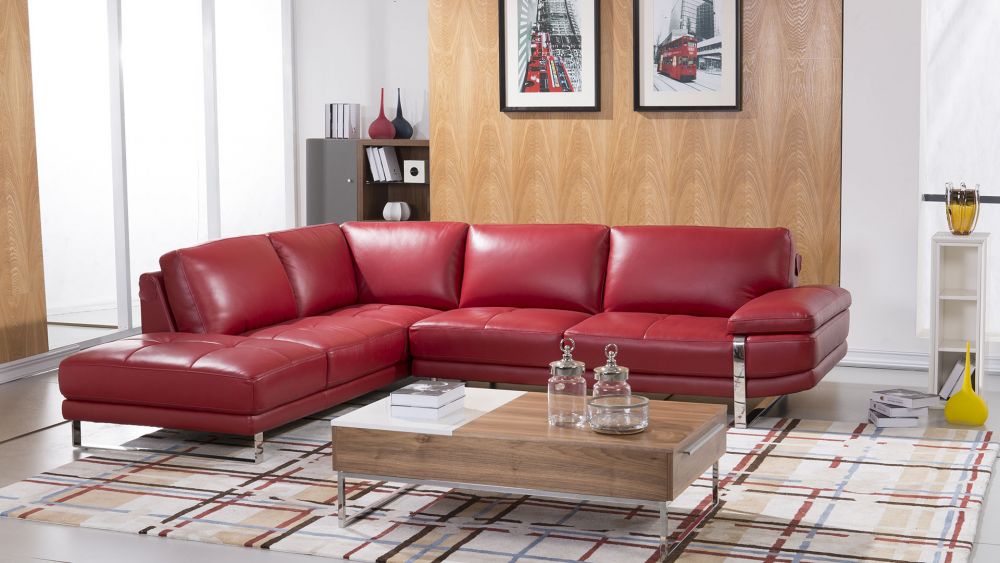 EK-L025 Italian Leather Sectional - Right Sitting