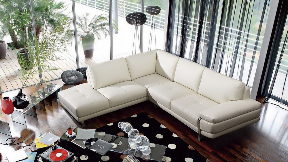 EK-L025 Italian Leather Sectional - Right Sitting