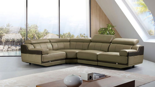 EK-L047 Olive Gray Italian Leather Sectional