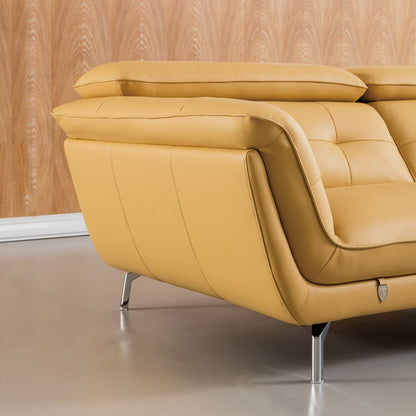 EK-L083 Yellow Italian Leather Sectional